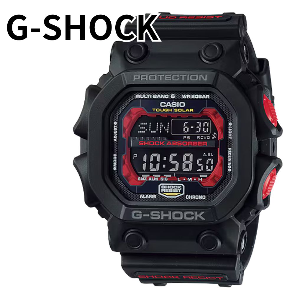正規品 カシオ G-SHOCK Gショック タフソーラー 電波ソーラー メンズ 腕時計 ビックケース ブラック レッド マッドレジスト 防泥 耐衝撃 マルチバンド6 GXW GX-56 ギフト プレゼ