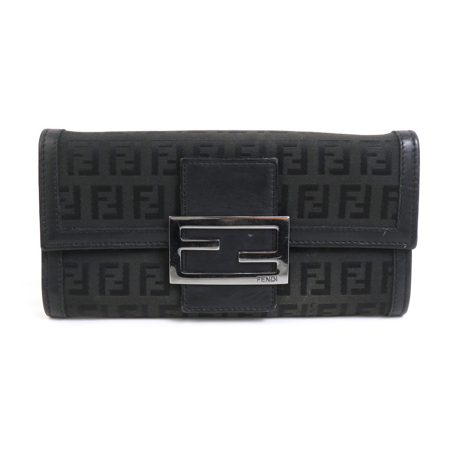 フェンディ FENDI 長財布 ズッキーノ キャンバス/レザー ブラック レディース 2135-8M0021 e60061f