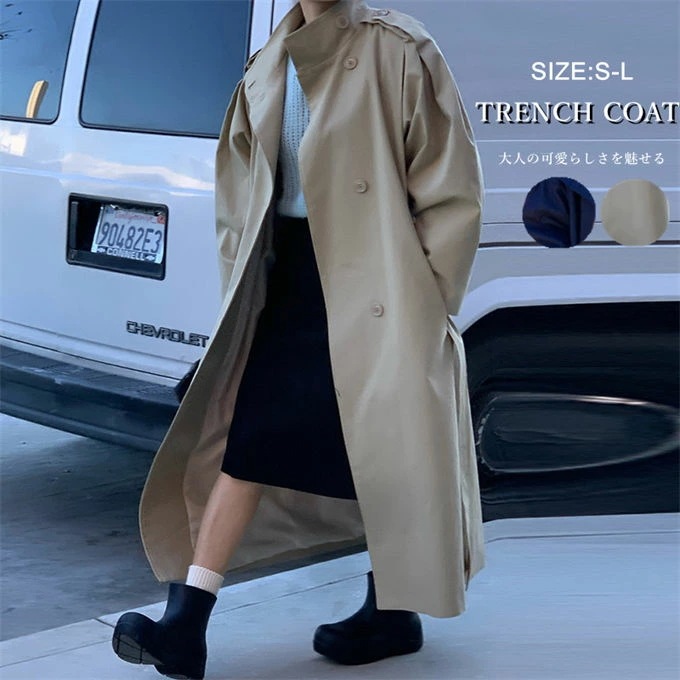 トレンチコート レディース きれいめ コート アウター 大きいサイズ ロング カジュアル 春 秋 スプリングコート 20代 30代 通勤 オフィス OL 結婚式 パーティー 二次会 定番 おしゃれ