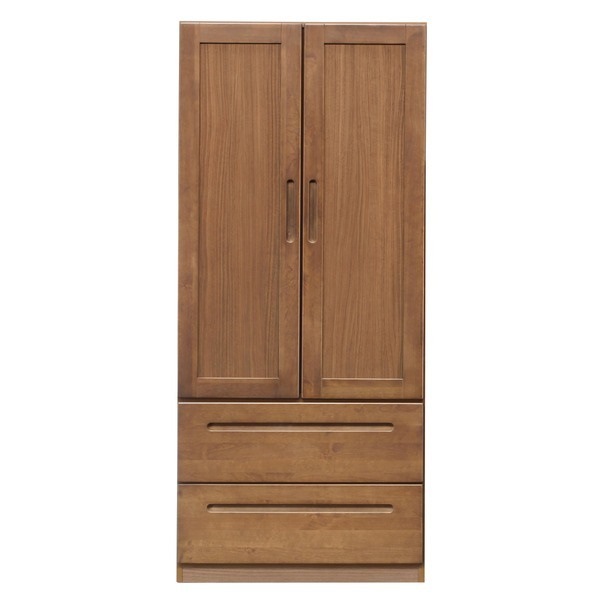 服吊り(ワードローブ/衣類収納) 木製 幅80cm奥行57cm 引き出し収納付き 日本製 ブラウン HUMMINGハミング 完成品