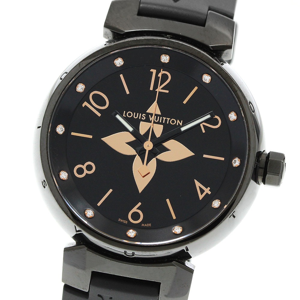 ルイ・ヴィトン LOUIS VUITTON QA156 タンブール 12Pダイヤ クォーツ レディース 良品 箱付き_941959【中古】