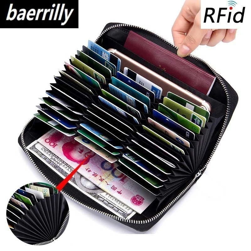 納期21日～本物の牛革抗盗難36カードホルダークレジットカードケースオーガナイザーパスポートウォレット男性rfidブロッキングカード財布財布