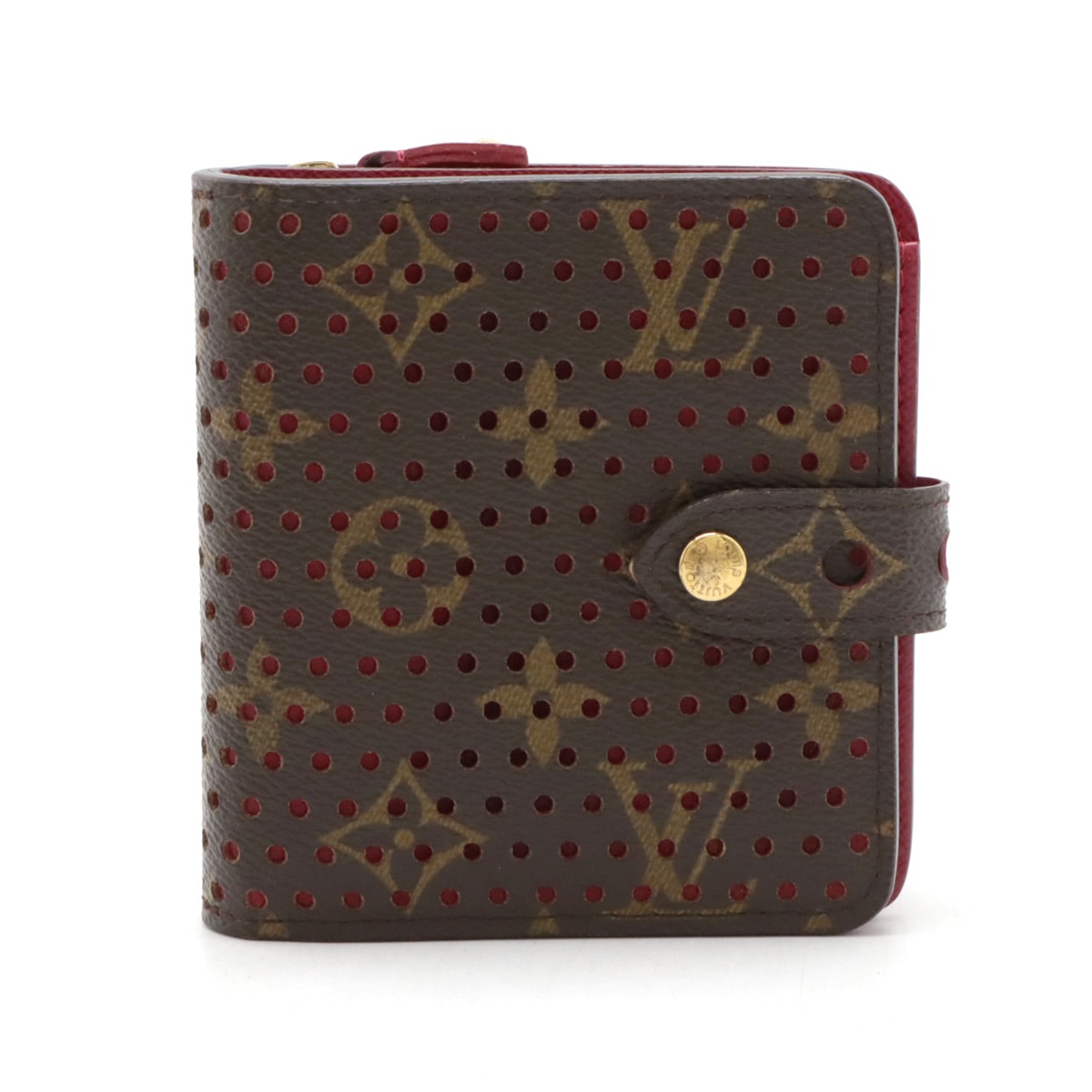 モノグラムペルフォ コンパクトジップ 2つ折財布 二つ折り財布 パンチング フューシャ ピンクパープル M9518