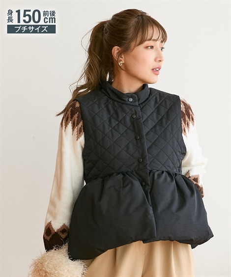 ジャンパー・ブルゾン 小さいサイズ　ペプラム中綿ベスト　低身長さん・小柄女性