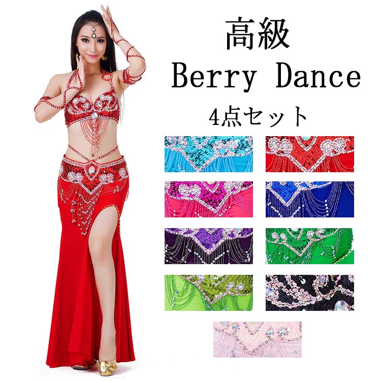 高級 ベリーダンス ダンス衣装 セット コスチューム 社交ダンス コスプレ 仮装 パーティー 余興用 レッスン着 スカート ヨガ サンバ インドダンス　ステージ 練習着 レッスンウェア スパンコ