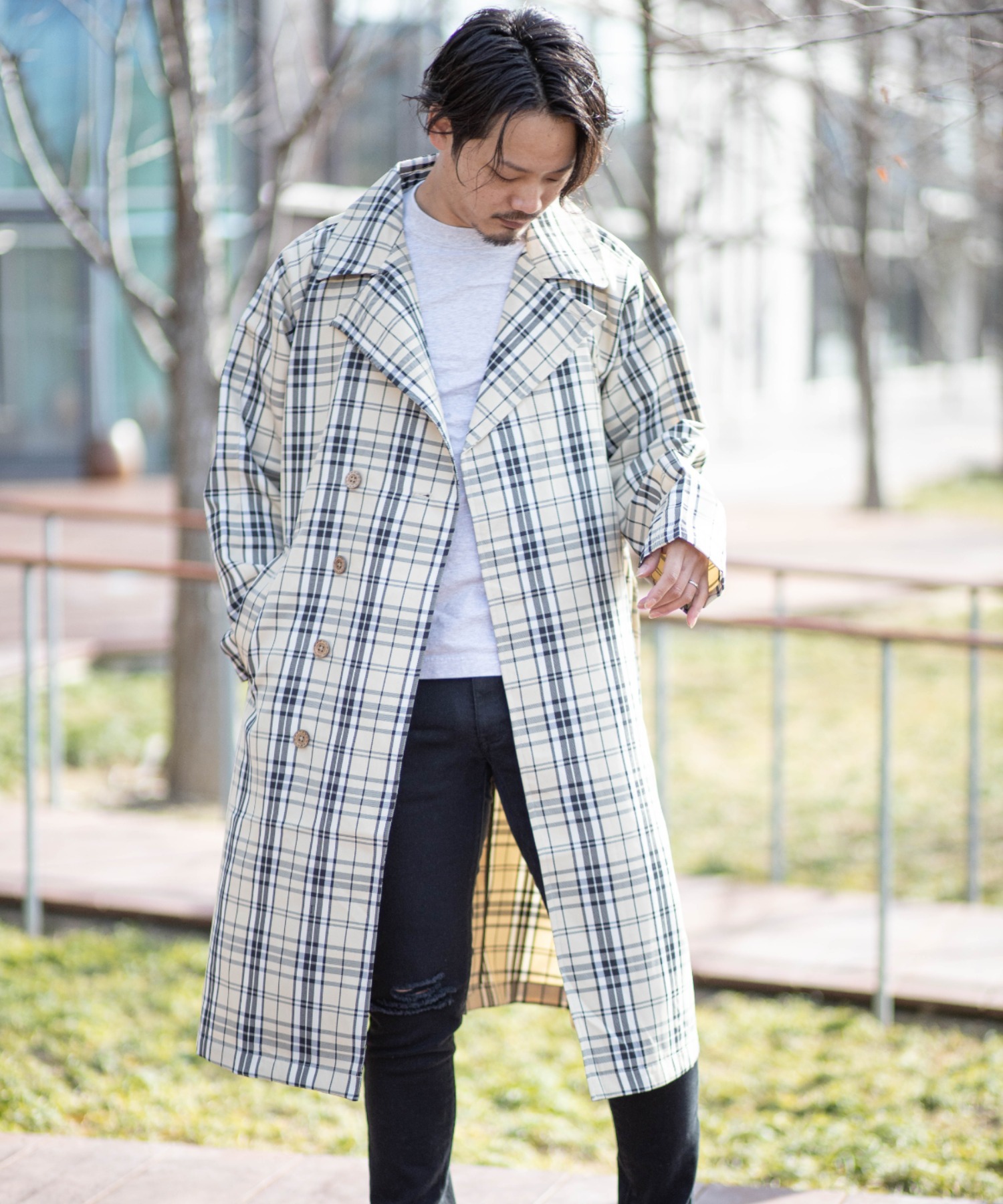 NYLAUS オーバーサイズ チェック柄 ガンクラブチェック タータン