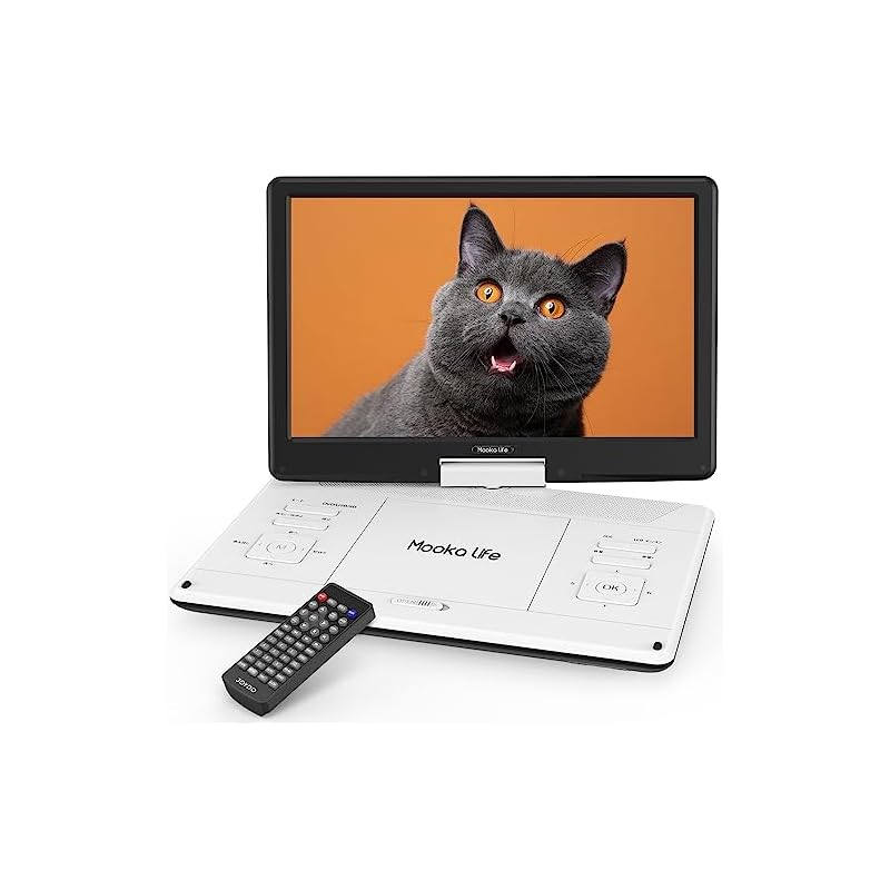 Mooka Life 14インチ ポータブル dvdプレーヤー 15.5型 1366*768 大画面 細い画面枠 5000mAh大容量バッテリー 6時間連続再生 ラストメモリー機能 180&270
