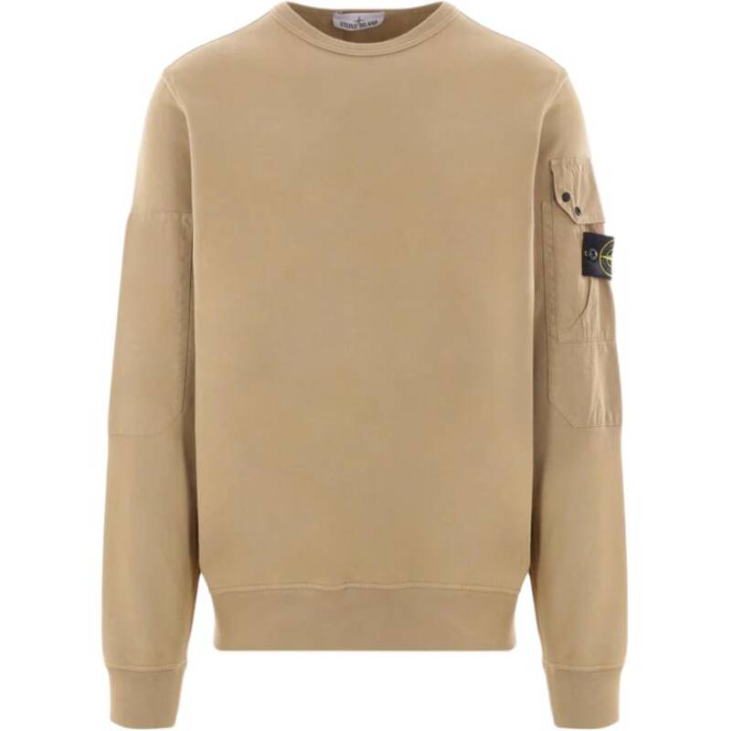 ディモント・ストーン メンズ ワッペンパッチ ポケット ラウンド クルーネックTシャツ（ベージュ） 811563920 V0094
