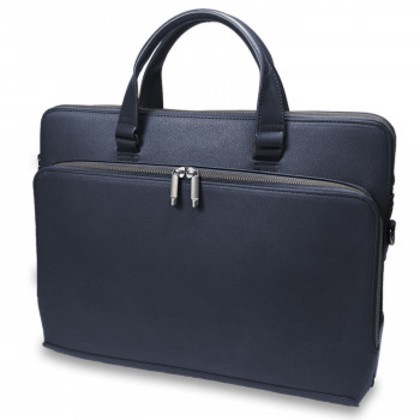 BUSITOOL シュクレ ブリーフケース 薄マチ ダブルルーム型 ネイビーブルー 22-5359-80