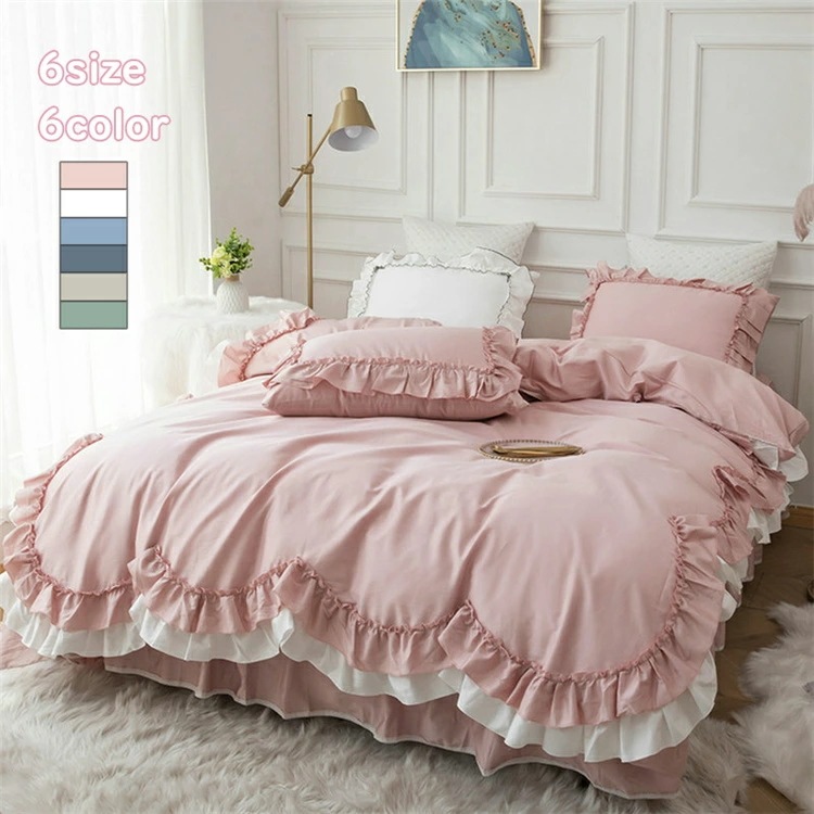 【本日限定】布団カバー 3点セットシングルサイズ マットレスカバー おしゃれ 4点セット ベッド カバー 寝具カバー 綿100 掛け布団カバー ダブル ダブル フリル レース 姫系 北欧 ベッド用品