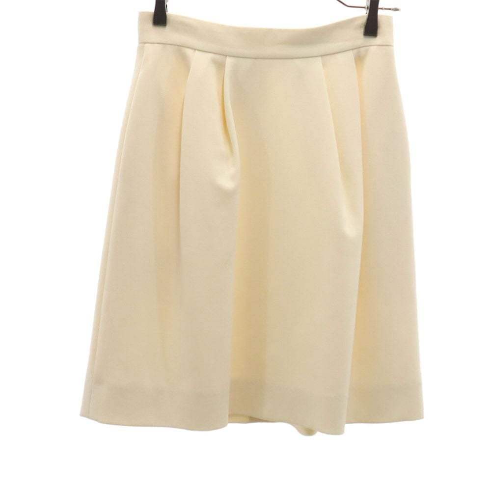 日本製 ウールブレンド ミディ丈 台形 スカート 38 アイボリー系 レディース