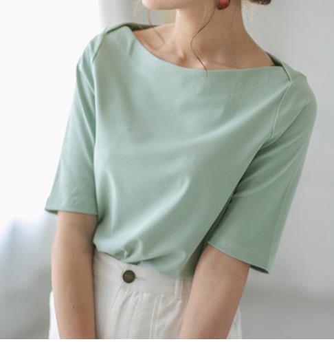 レディース 和風 半袖 トップス レディース 快適 カジュアル 新作 一言衿 Tシャツ