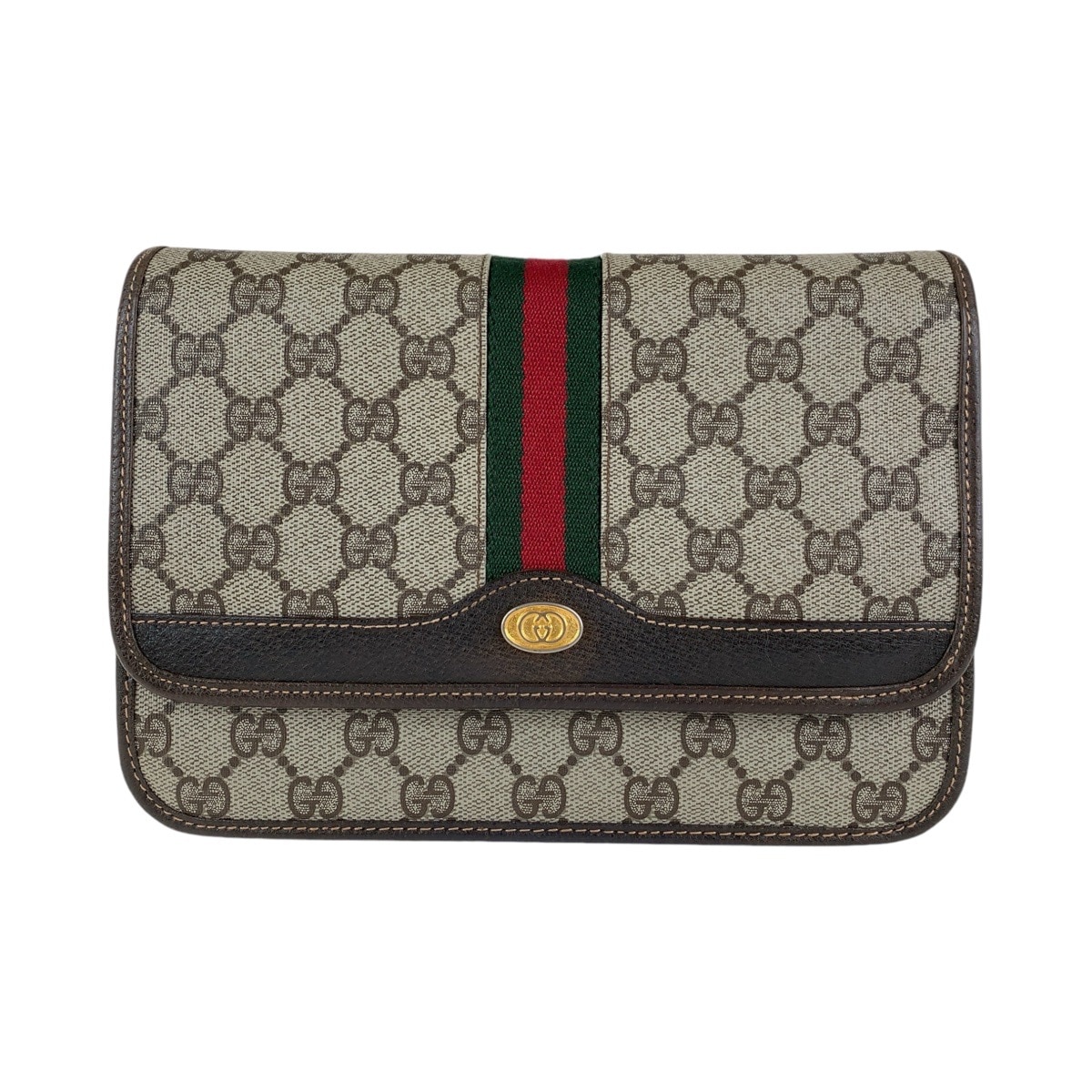 シェリーライン オールドグッチ ブラウン ゴールド金具 GGスプリームキャンバス/レザー 66 001 4461 クラッチバッグ セカンドバッグ レディース 410351