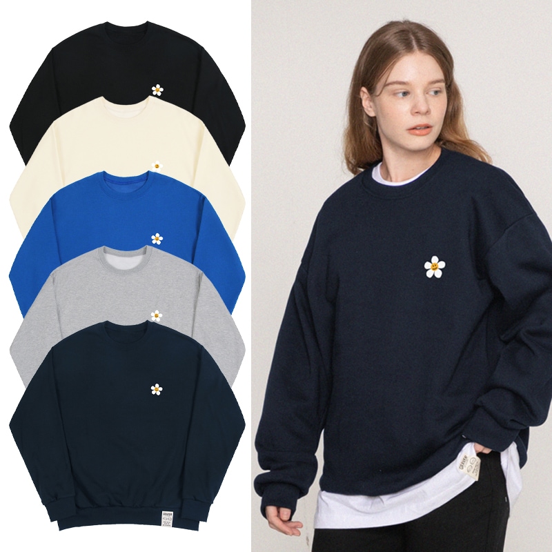 [UNISEX]Flower dot logo smile sweatshirt_5color