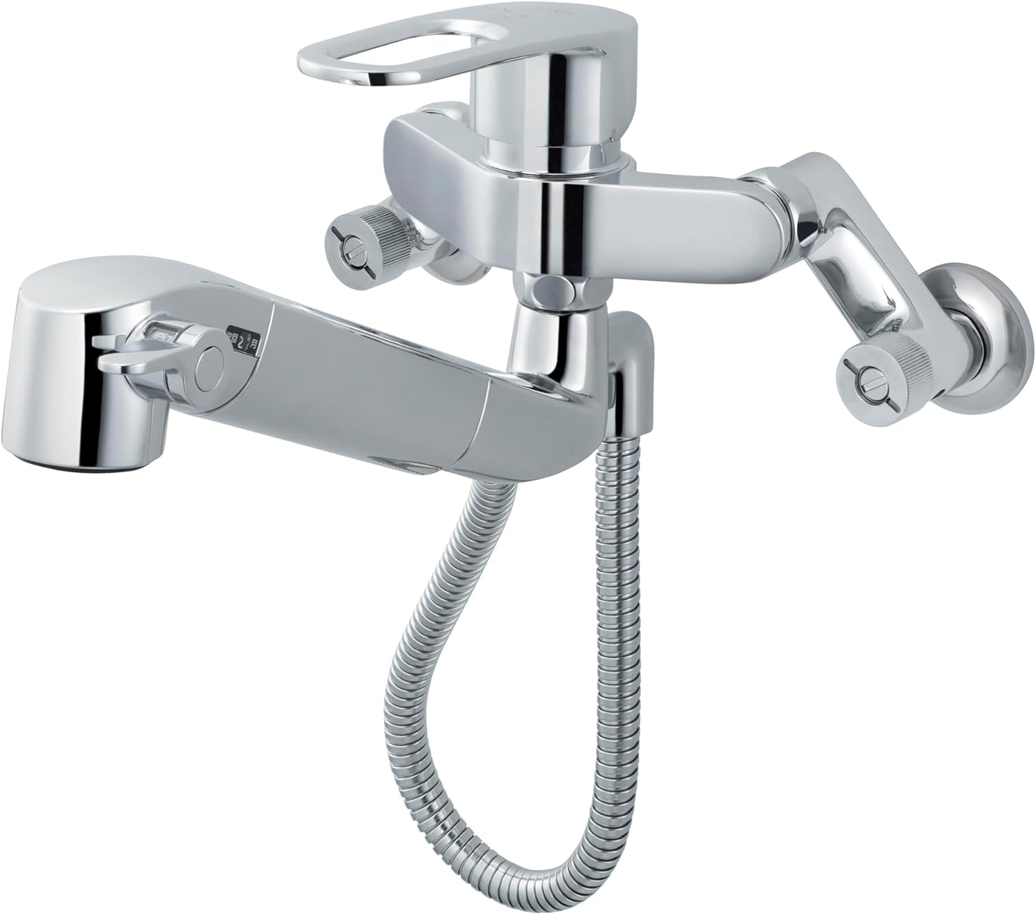 キッチン用 壁付浄水器内蔵シングルレバー混合水栓 ハンドシャワー付 エコハンドル 凍結防止水抜き仕様 RJF-865YN