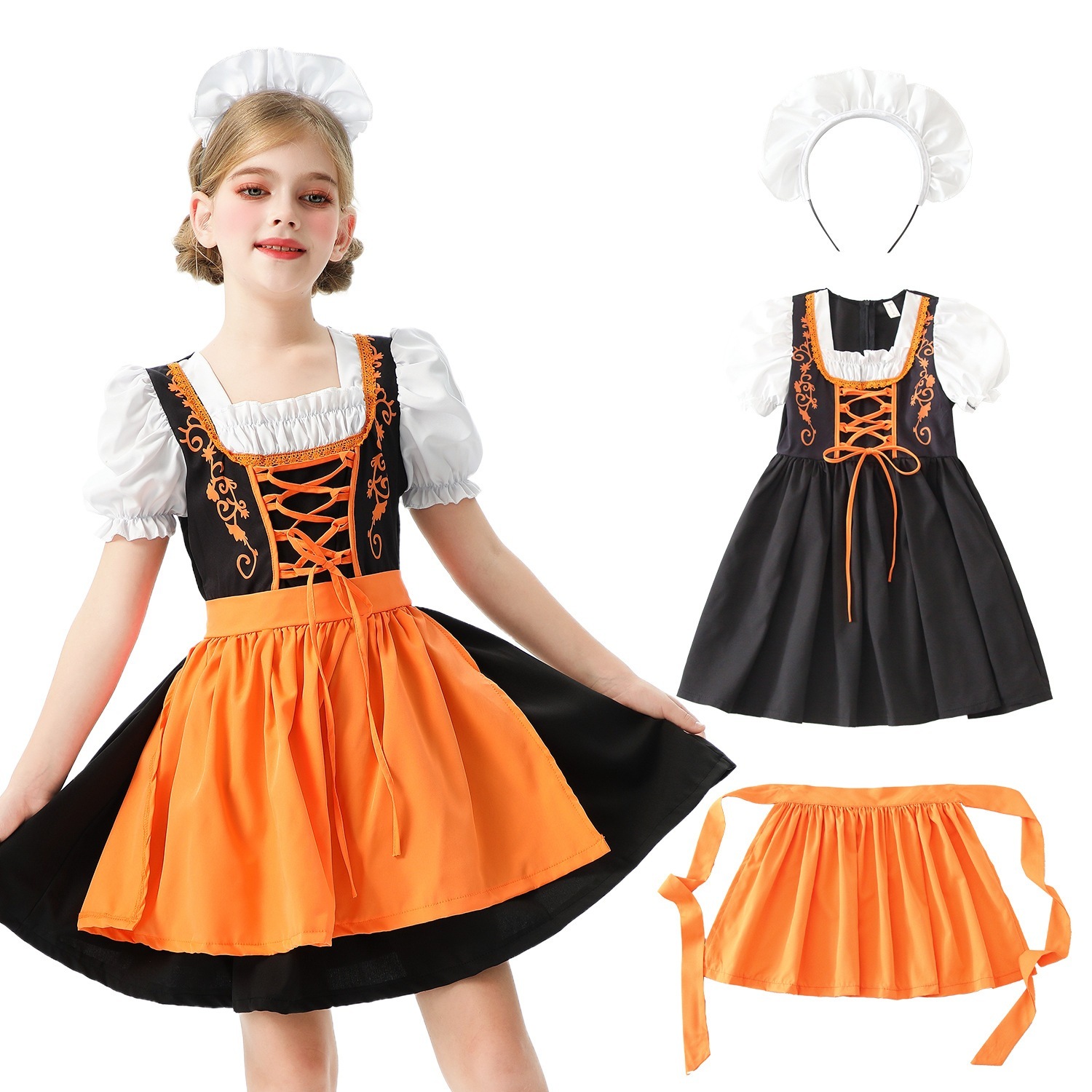 バイエルンの子供服 ドイツ ミュンヘン オクトーバーフェスト 女の子メイド 田園風 農場 ディアンドル ドレス