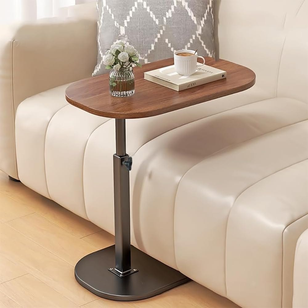 昇降式サイドテーブル 幅45×奥行30×高さ45-85cm 360度回転 高さ調整 耐水 耐熱 安定 耐荷重 省スペース C字型 組立簡単