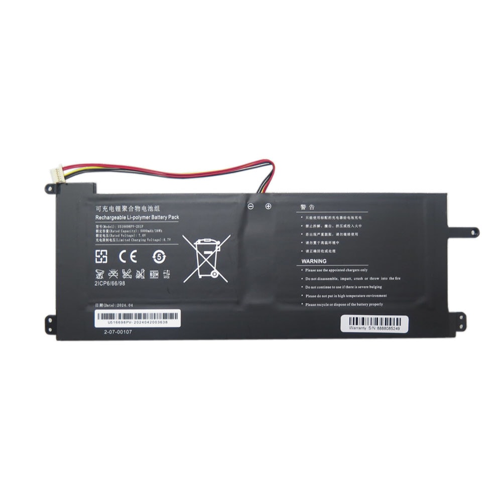 ノートパソコンのバッテリー に適合する U516698PV-2S1P 5000mAh 38WH 7.6V 7ピン5ライン