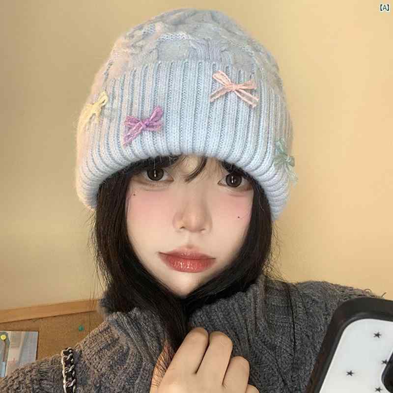 レディースファッション　ファッション小物　オシャレ ブルー ニット 帽 秋冬 暖かい 耳保護 ウール 帽子 大きい頭囲 顔 小柄