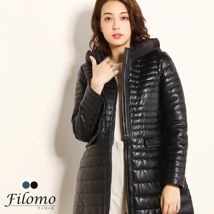 [Filomo]ラムレザーダウンコートフード付き
