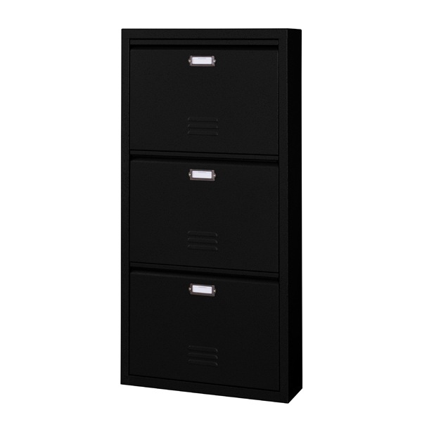 シューズラック 3段 RALD ブラック 幅50cm ラルド スリム シューズケース シューズボックス 下駄箱 靴収納 靴箱 ラック ロッカー風 収納 玄関収納 収納棚 靴 靴入れ 雑誌 本