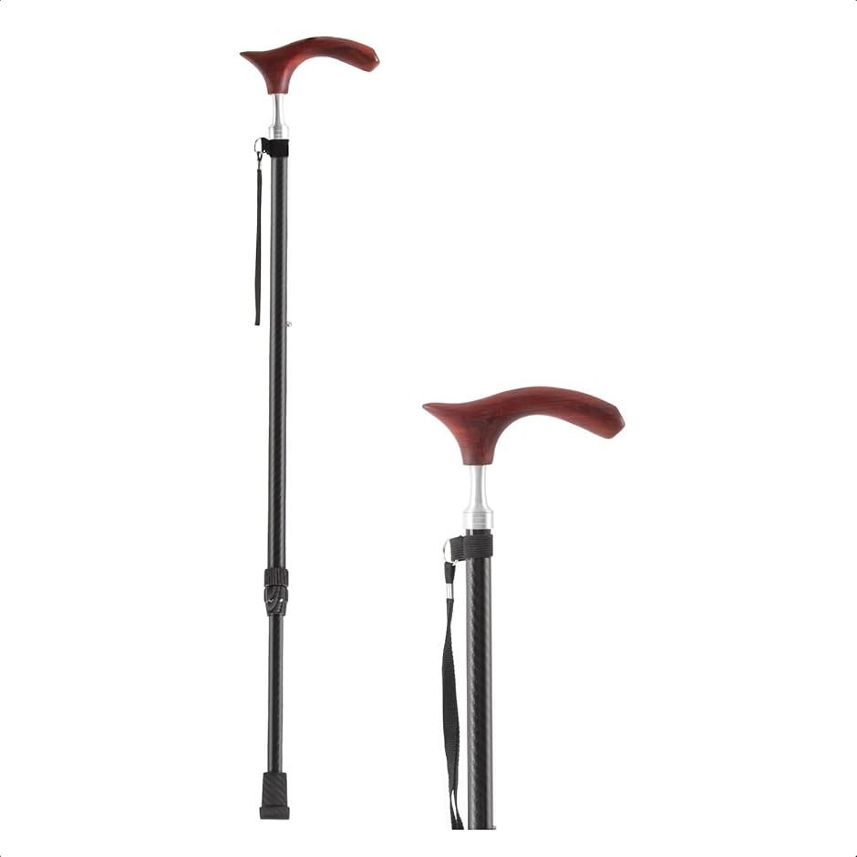 杖 折りたたみ 軽量 ステッキ つえ 軽量185g 伸縮式 77100cmゴム足付き 歩行補助 男女兼用 MDM(ブラック 185g)