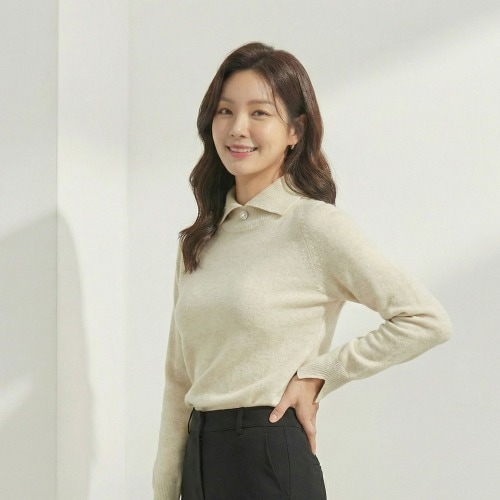 デイリーカシミヤカラー長袖ニット