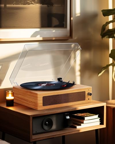 Hoshikou Denpa ヴィンテージ レコードプレーヤーBluetooth 対応外部スピーカー接続可能12/10/7 インチおよび78/45/33 回転速度対応