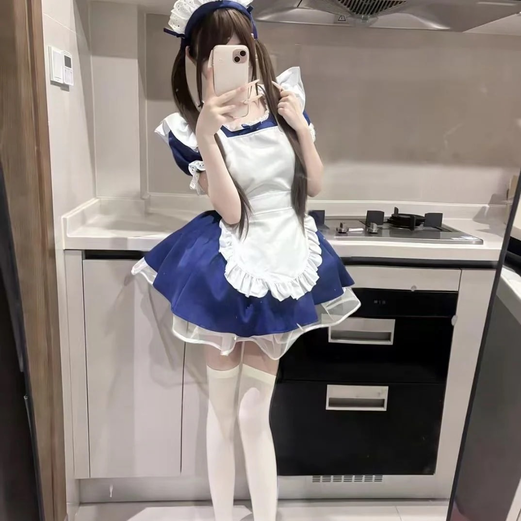 【3日出荷】 メイドロリータワンピ エプロン付き かわいい