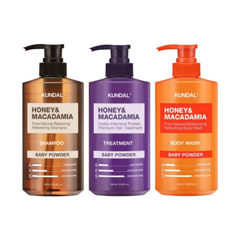 ハニーアンドマカデミア ネイチャーシャンプー 500ml 1個 + ヘアトリートメント 500ml 1個+ピュア ボディウォッシュ 500ml 1個 (ベビーパウダーの香り)