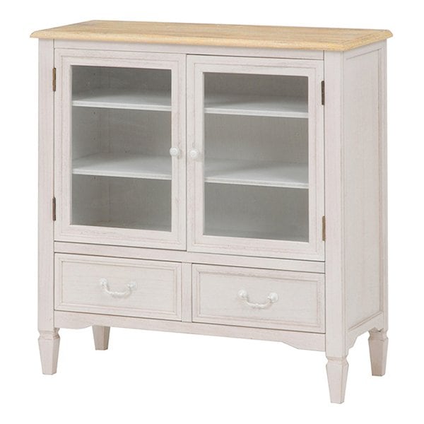 キャビネット 飾り棚 幅80cm アンティーク調 ホワイト MCC-7324WH