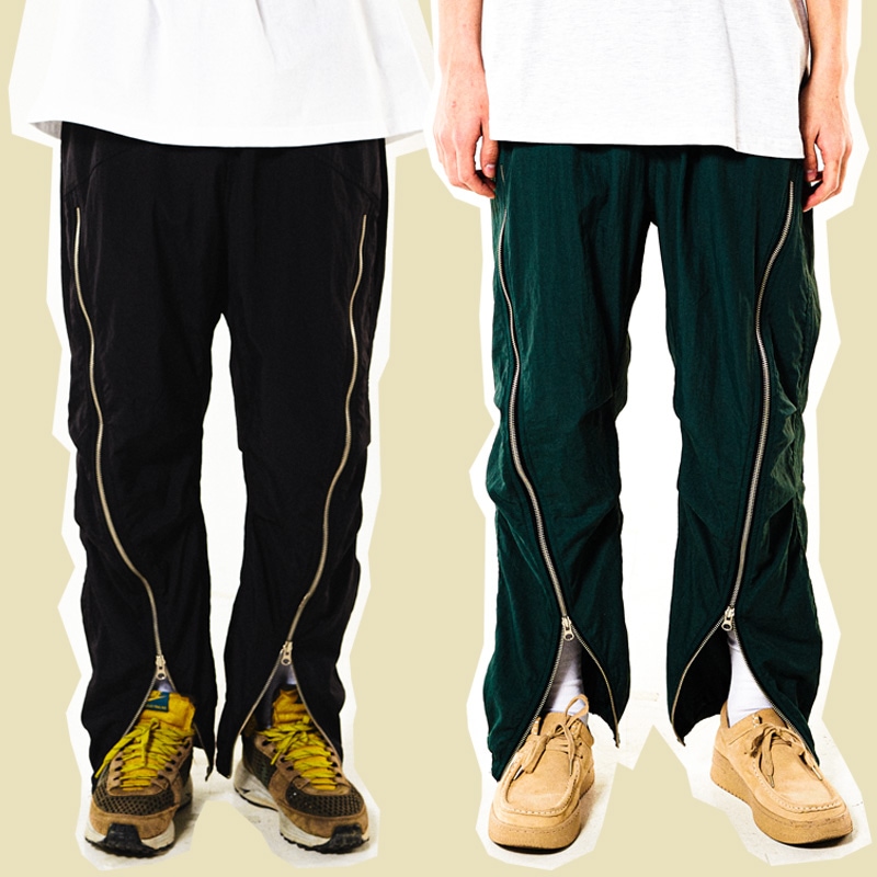 SCREW UP ZIPPER JOGGER PANTS (BLACK / GREEN)