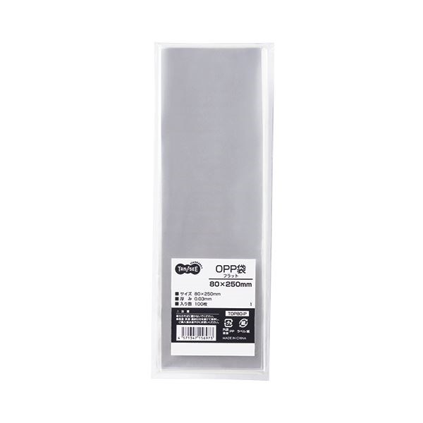 （まとめ）TANOSEE OPP袋 フラット 80x250mm 1パック（100枚） [x30]