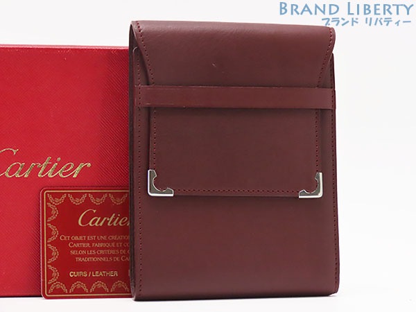 ほぼ新品カルティエカボション三つ折り札入れ財布カードケース名刺入れパスケースボルドーカーフレザーL3000580 21,016円