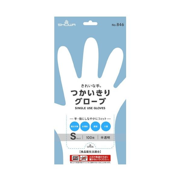 ショーワグローブ つかいきりグローブ 半透明 S 2400枚（100枚x24箱）