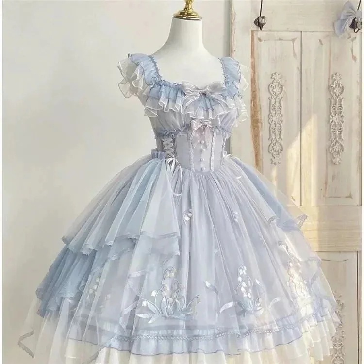 今季新作ロリータ 刺繍の洋服 乙女チック ファッション cos ドレス ワンンピース