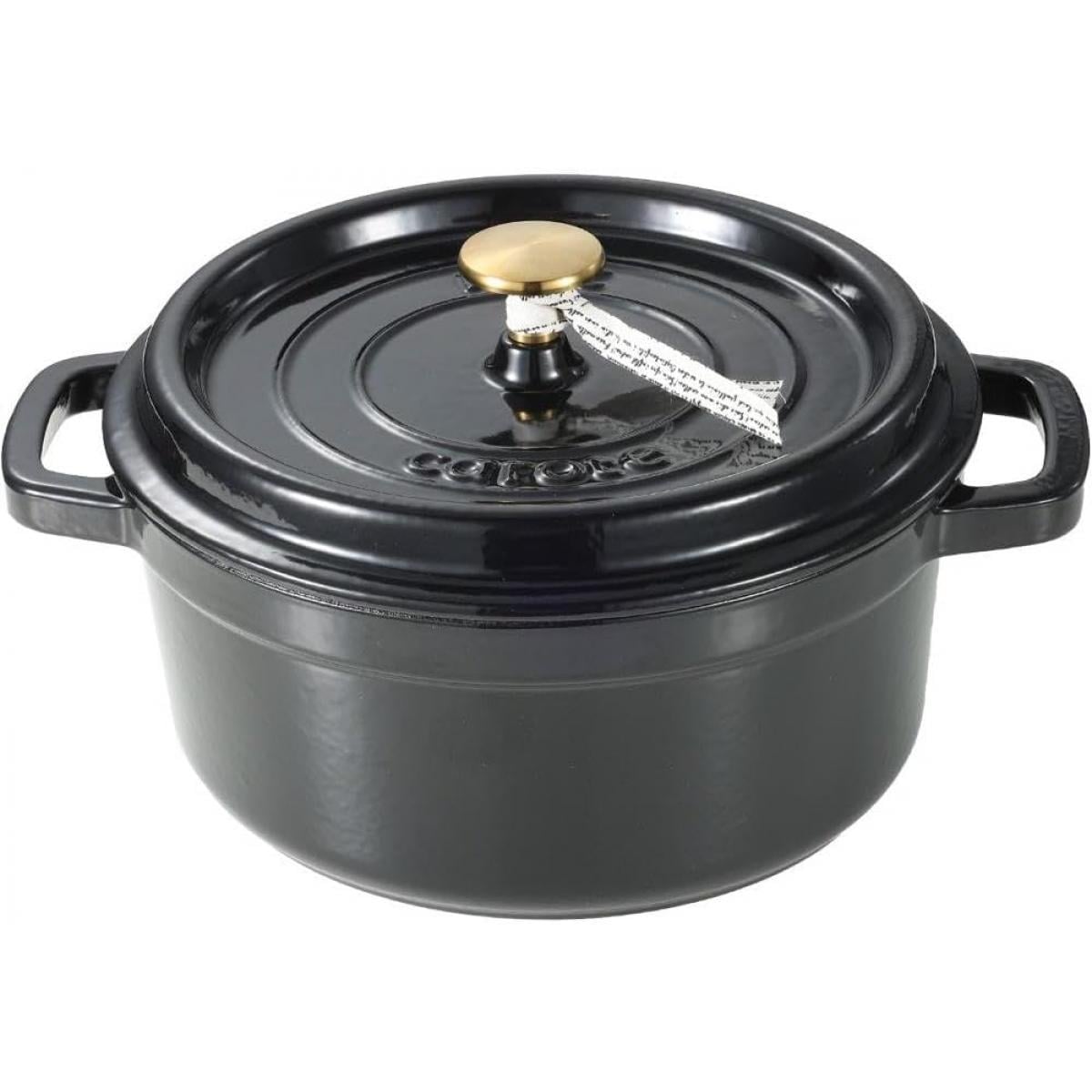 Livplus carote カローテ IHココット鍋 24cm ブラック NM-5234 ガス火対応 オール熱源対応 無水調理 無水鍋 鋳鉄 ほうろう