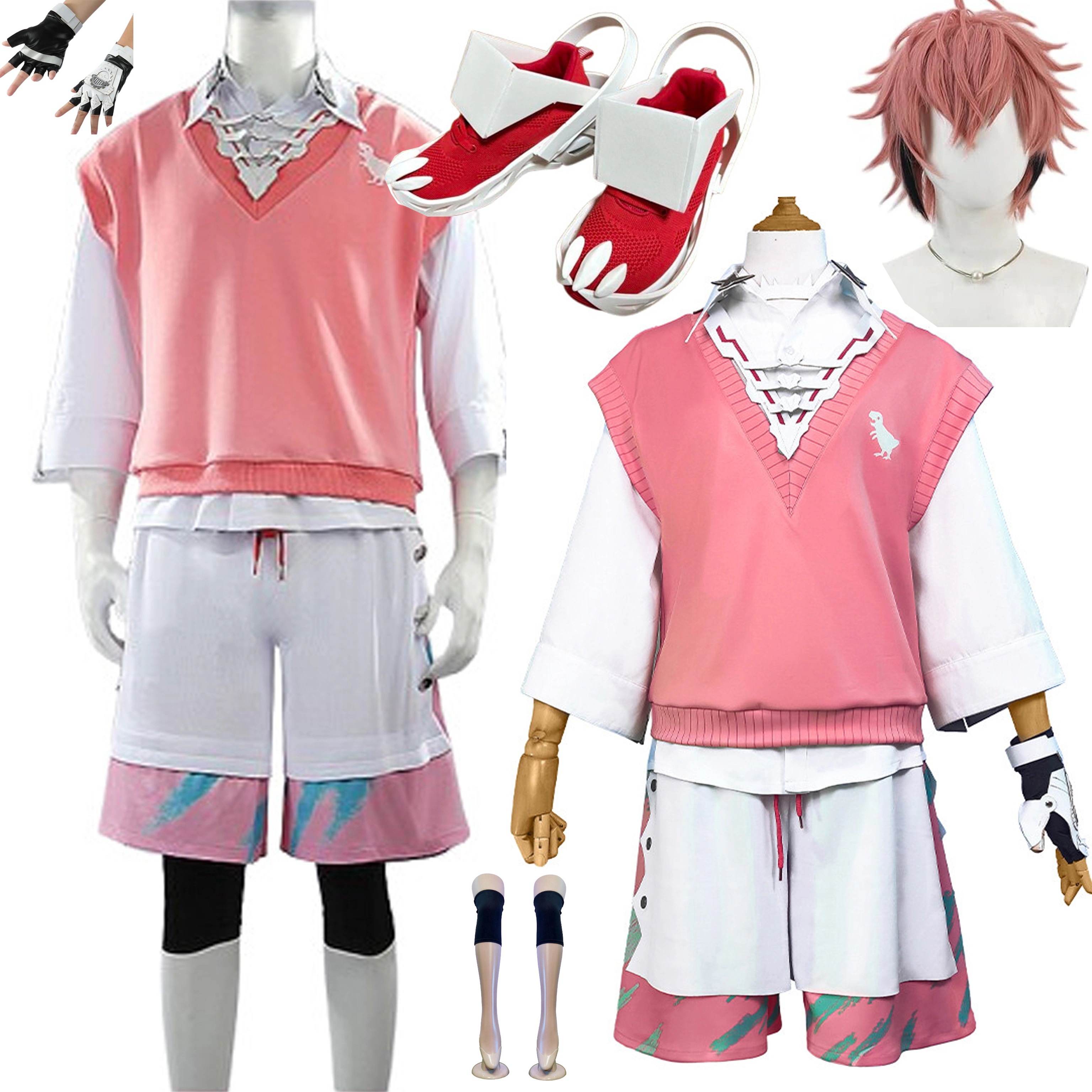 バーチャル にじさんじ 赤城ウェン コスプレ衣装 スパッツ＋手袋付き セット 赤城文 コスプレ 赤城 ウェン 変身前 衣装 あかぎうぇん コスプレ ハロウィン コスプレ 衣装 ウィッグ 靴 追加可