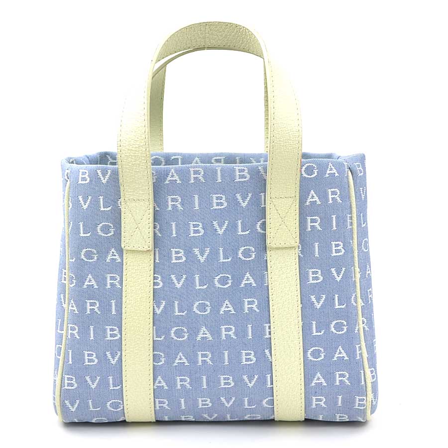 ブルガリ BVLGARI ハンドバッグ キャンバス/レザー アイボリー×ブルー レディース 56241j
