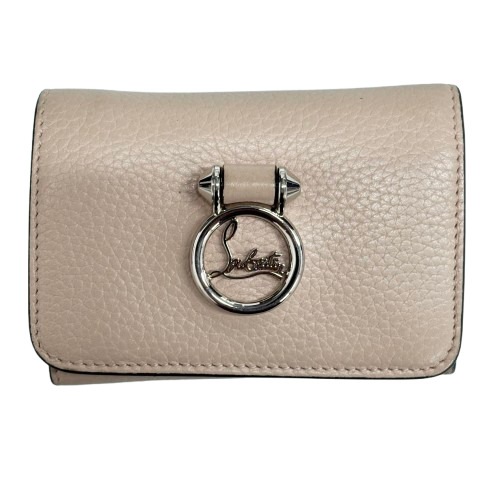 クリスチャンルブタン 三つ折り財布 ルビルゥ・コンパクトウォレット レザー - シルバー金具 ベージュ系 ミニ財布 コンパクト ウォレット 小銭入れ レディース 小さい 人気【本物保証】