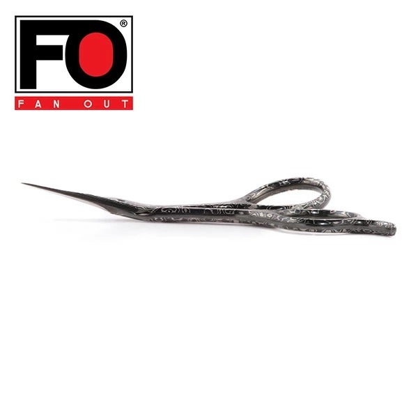 FANOUT ダマスカス小ばさみ(カーブハンドル先細)はさみ 美容ハサミ 日本製 FOK1CB ブラック
