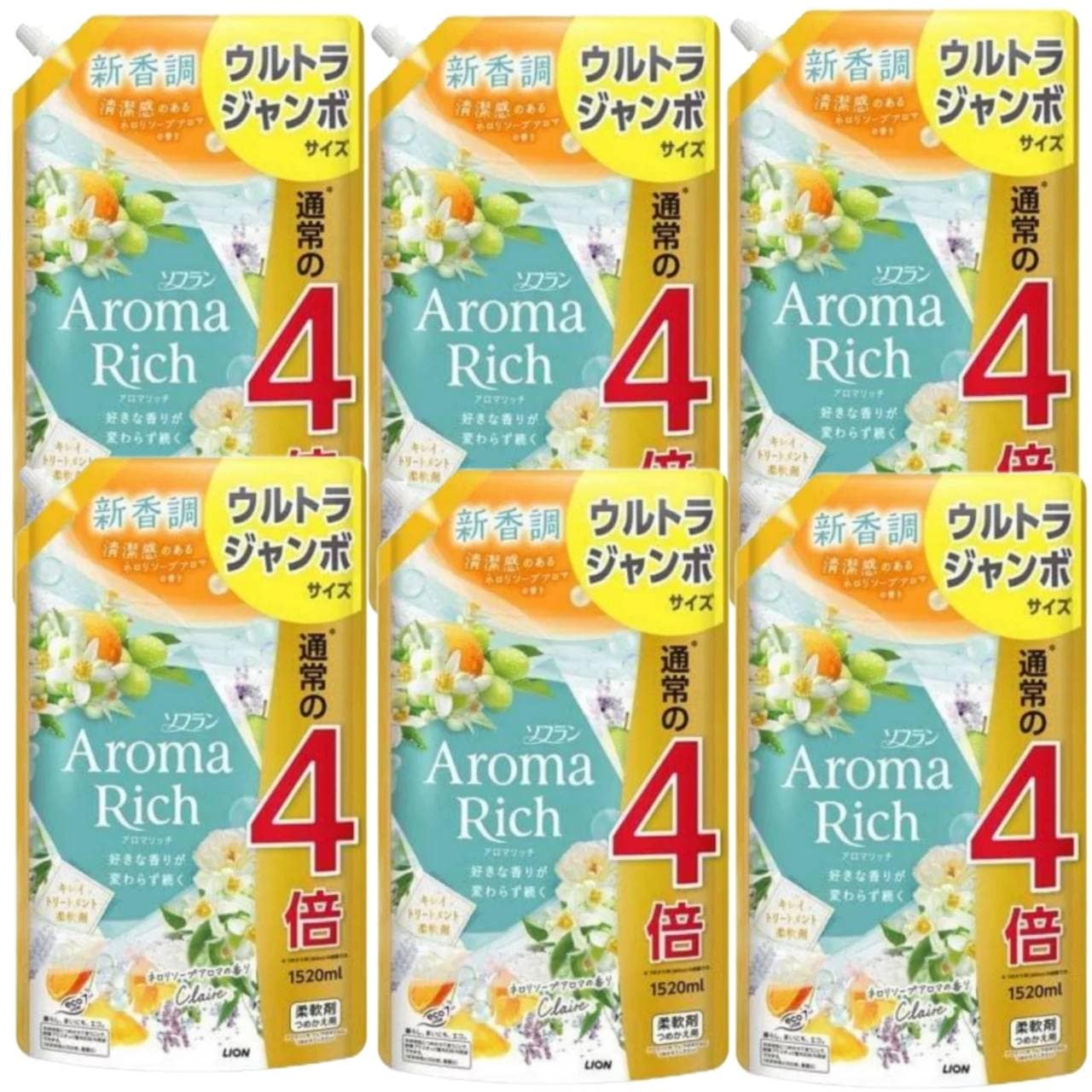ソフラン アロマリッチ クレア ネロリソープアロマの香り 液体 柔軟剤 詰め替え ウルトラジャンボ 1520ml 6個セット
