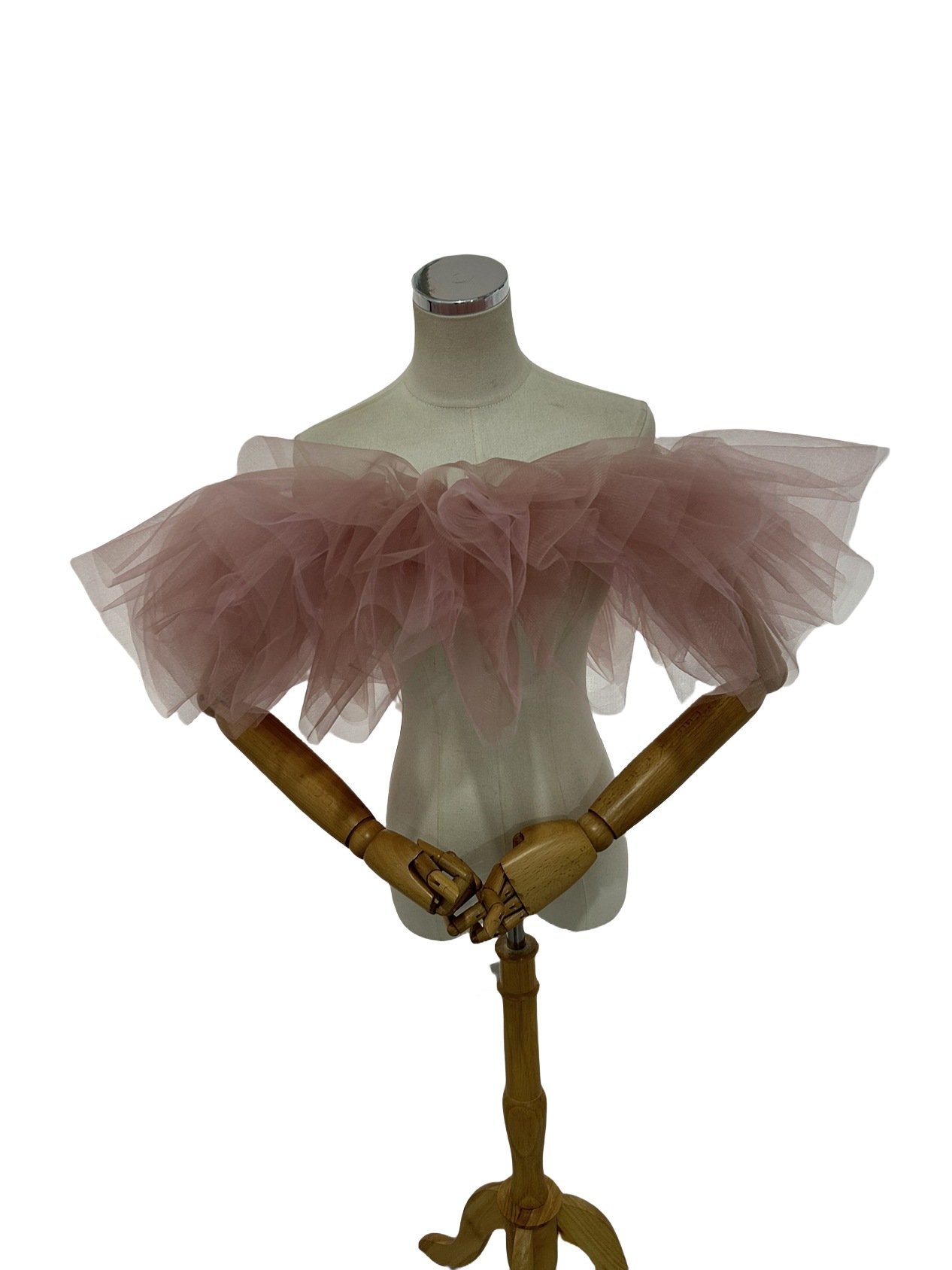 取り外しオフショルダー ピンク ストレッチ ソフトチュール 前撮り