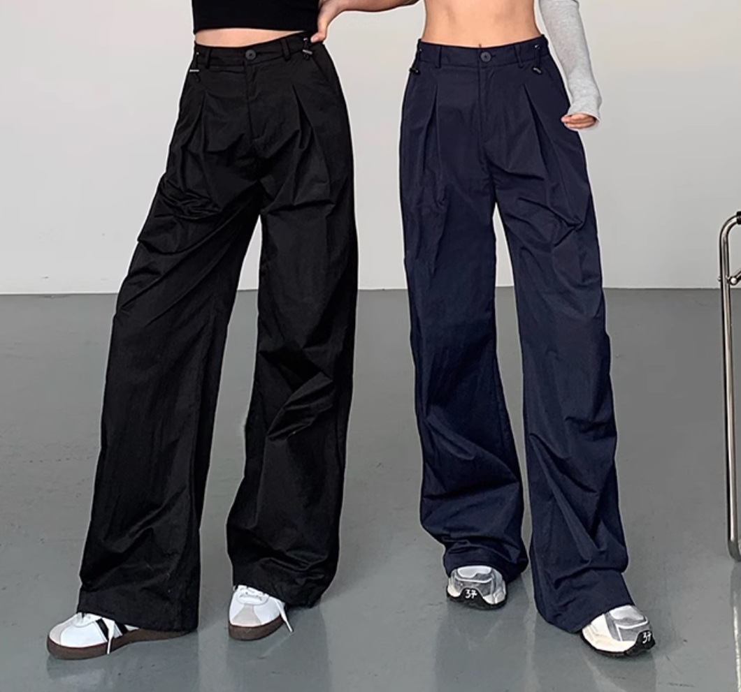 パンツ ボトムス レディース ストレートパンツ ワークパンツ タックパンツ 丈長 フルレングス ストリート かわいい シンプル カジュアル おしゃれ かっこいい ラフ メンズライク マニッシュ
