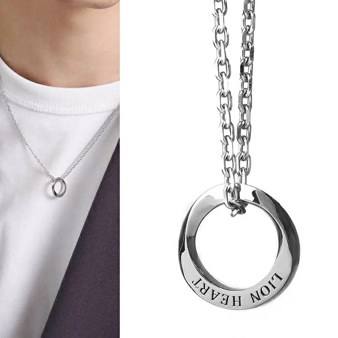 ライオンハート LH-1 ワン ツイスト リング ネックレス サージカルステンレス316L 金属アレルギー対応 03NE072ASV LION HEART ステンレスネックレス メンズ 人気