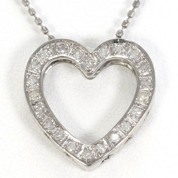 K14 14金 WG ホワイトゴールド ネックレス ダイヤ 0.15 約40cm ジュエリー 中古