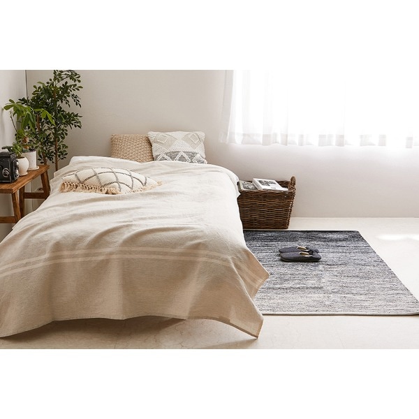 ソファーカバー 約150x210cm グレー 洗える 綿 麻 リネン混のカバーリング バッグ付き リューココリーネ リビング ダイニング