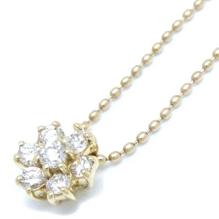 ダイヤモンド ネックレス 花モチーフ ダイヤモンド0.20ct K18YG イエローゴールド/75569【中古】
