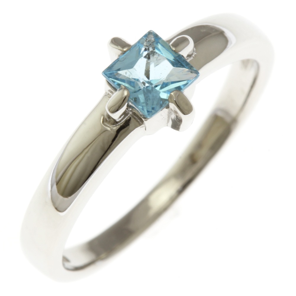 リング 指輪 10号 Pt900プラチナ ブルートパーズ 中古 美品