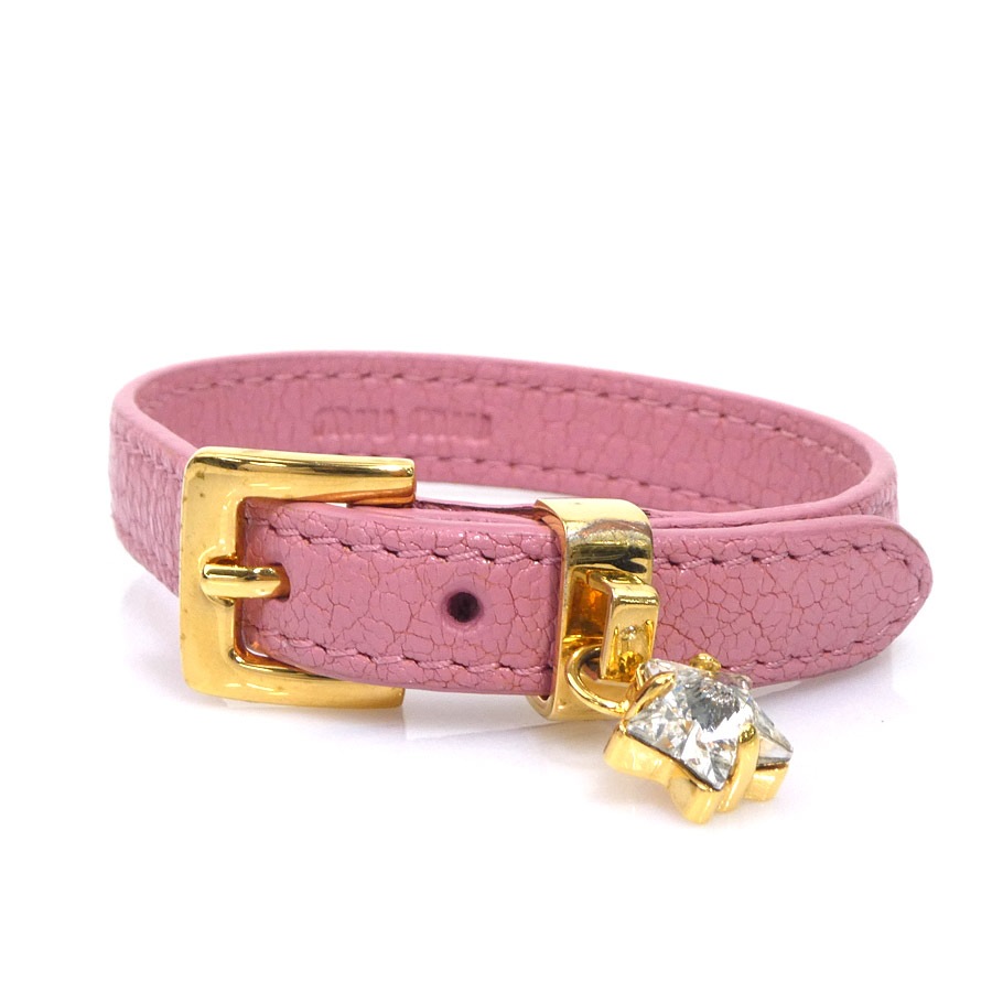 ミュウミュウ MIUMIU ブレスレット レザー ピンク レディース 56448k